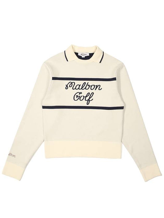 Malbon Script Collar Point Knit IVORY WOMAN M3322PKT13IVY - MALBON GOLF - BALAAN 2