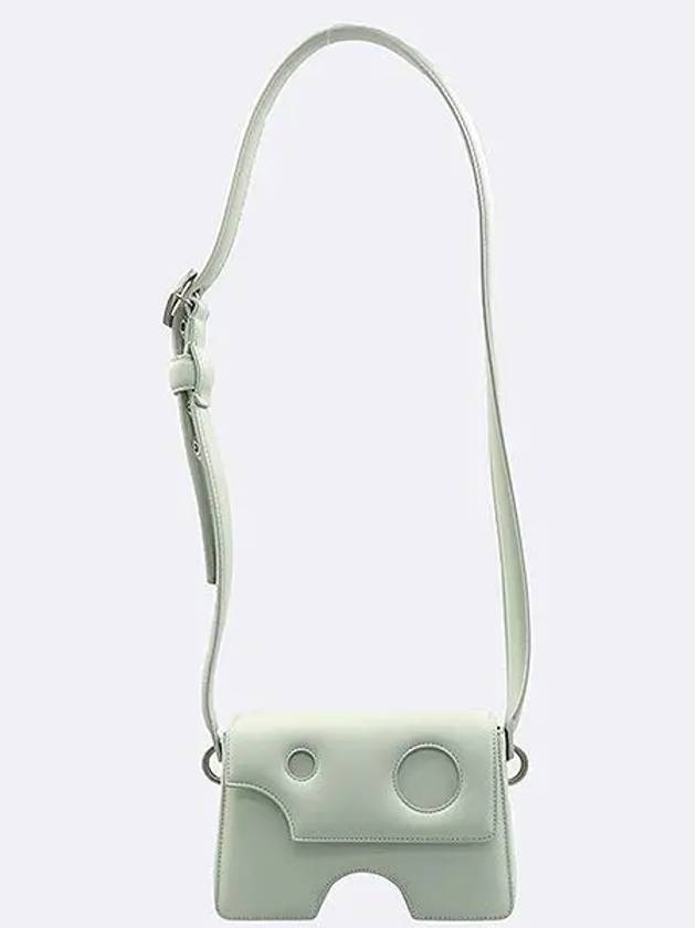 OWNN005F21LEA0015300 Light Blue Leather Cutout Burrow Shoulder Bag - OFF WHITE - BALAAN 2