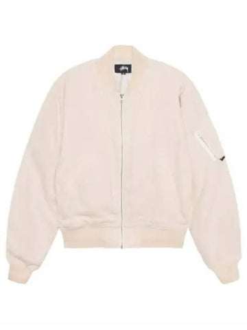 LINEN BEACH BOMBER 115703 NATURAL Linen beach bomber jacket - STUSSY - BALAAN 1