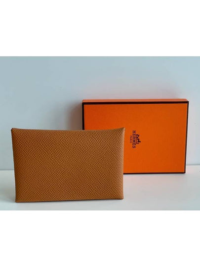 Calvi Epsom Palladium Hardware Card Wallet Gold - HERMES - BALAAN 2