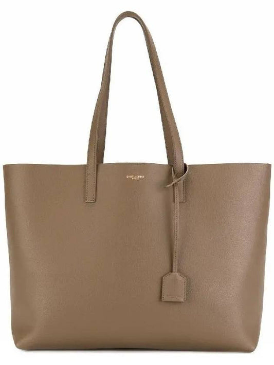 Women's Leather Shopping Tote Bag Grayish Brown - SAINT LAURENT - BALAAN 1