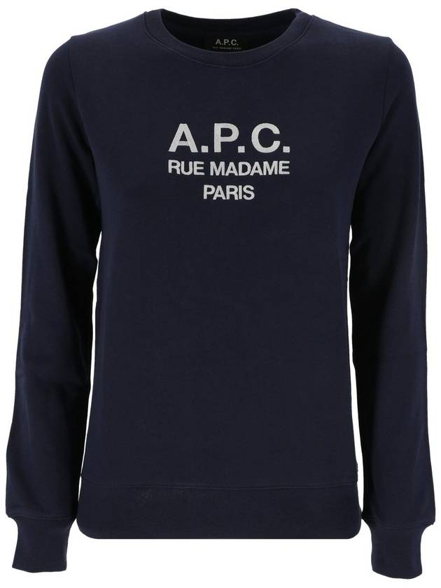 Women's TINa Logo Sweat Sweatshirt Navy - A.P.C. - BALAAN 2