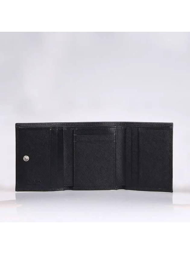 Small Saffiano Leather Half Wallet Black - PRADA - BALAAN 3