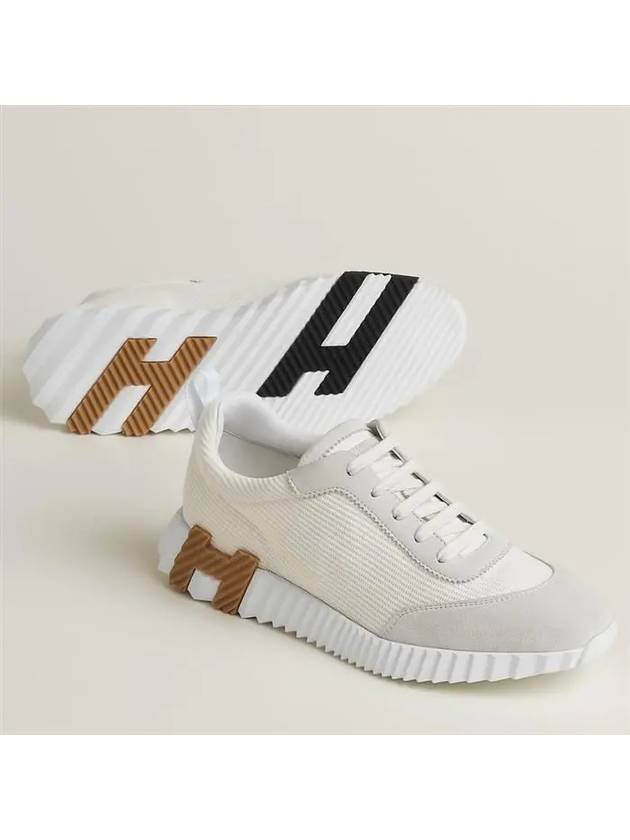 Bouncing Mesh Suede Goatskin Low Top Sneakers Blanc - HERMES - BALAAN 2