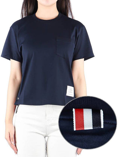 Midweight Jersey Boxy Pocket Short Sleeve T-Shirt Navy - THOM BROWNE - BALAAN 2