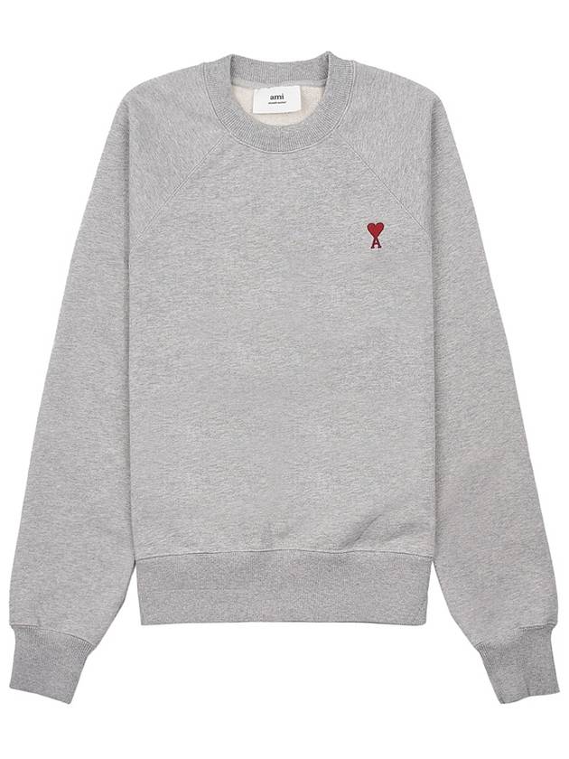 Cotton Heart Logo Sweatshirt Grey - AMI - BALAAN 2