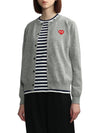 Play Red Heart Logo Print Wool Cardigan Gray - COMME DES GARCONS - BALAAN 4