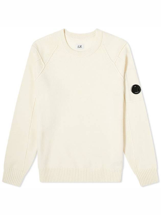 Lens Wappen Wool Knit Top Ivory - CP COMPANY - BALAAN.