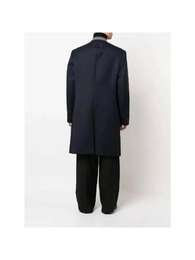 Stitched Collarless Wool Single Coat Navy - MAISON MARGIELA - BALAAN 5