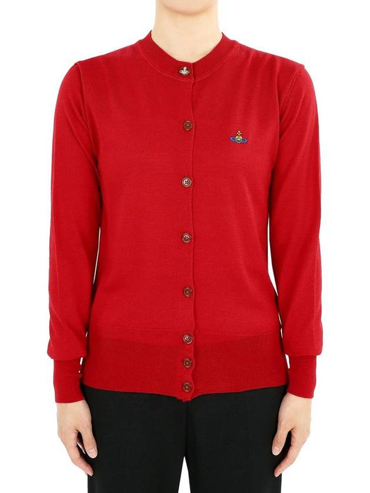 Bea Embroidered Logo Cardigan Red - VIVIENNE WESTWOOD - BALAAN 2