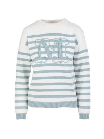 Women's Ragno Striped Knit Top Blue - MAX MARA - BALAAN.