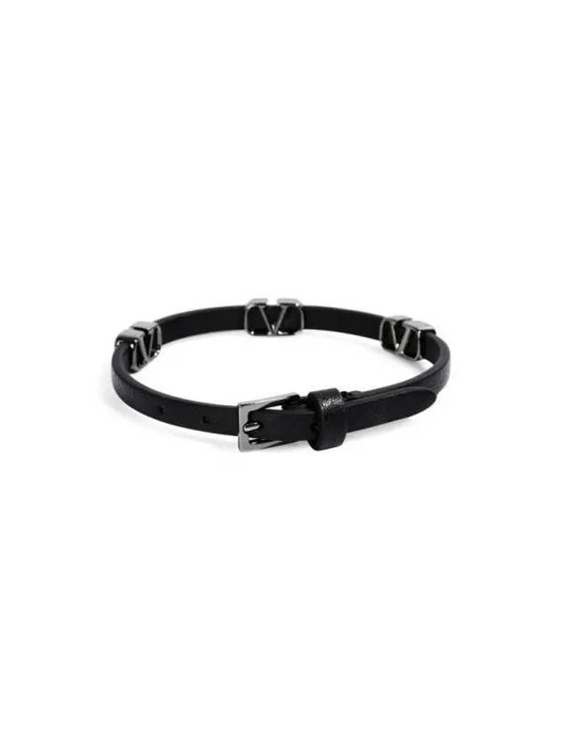 Valentino 5Y2J0M98 UQC 0NO J0M98 Garavani V logo leather bracelet - RED VALENTINO - BALAAN 3