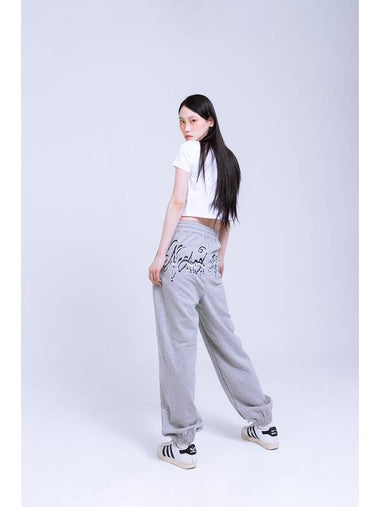 Metallic Logo Jogger Pants Gray - NAAIEEN - BALAAN 1