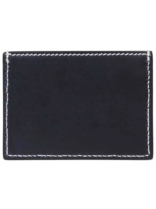 Stitched Vacchetta Card Wallet Navy - THOM BROWNE - BALAAN 3