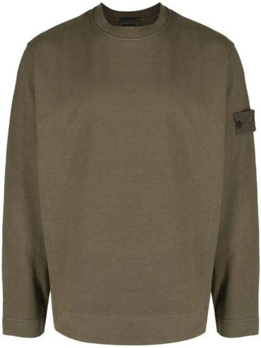 Ghost Piece Organic Cotton Badge Sweatshirt Military Green - STONE ISLAND - BALAAN 1