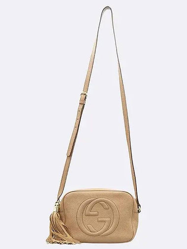 308364 Soho beige color leather disco tassel decoration cross bag - GUCCI - BALAAN 1