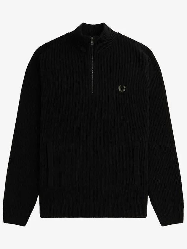 Sharp textured half zip knit 102 AFPM2336540 black - FRED PERRY - BALAAN 1