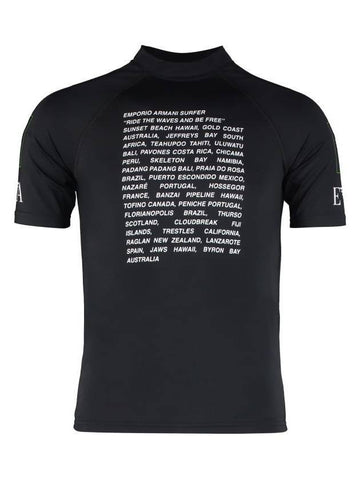 Logo Print Short Sleeve T-Shirt Black - EMPORIO ARMANI - BALAAN 1