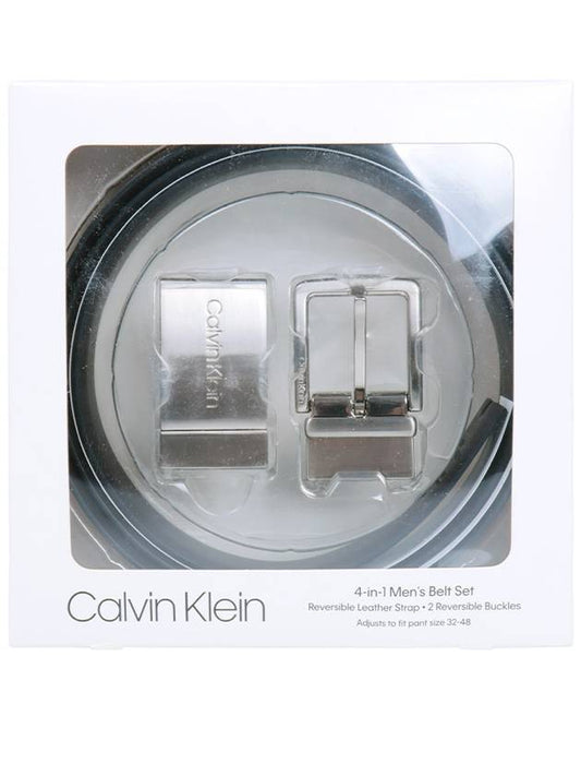 Reversible 2 Buckle Leather Belt Black - CALVIN KLEIN - BALAAN 2