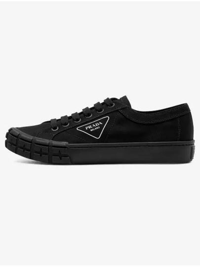 Cassetta Wheel Leather Sneakers Black - PRADA - BALAAN 2