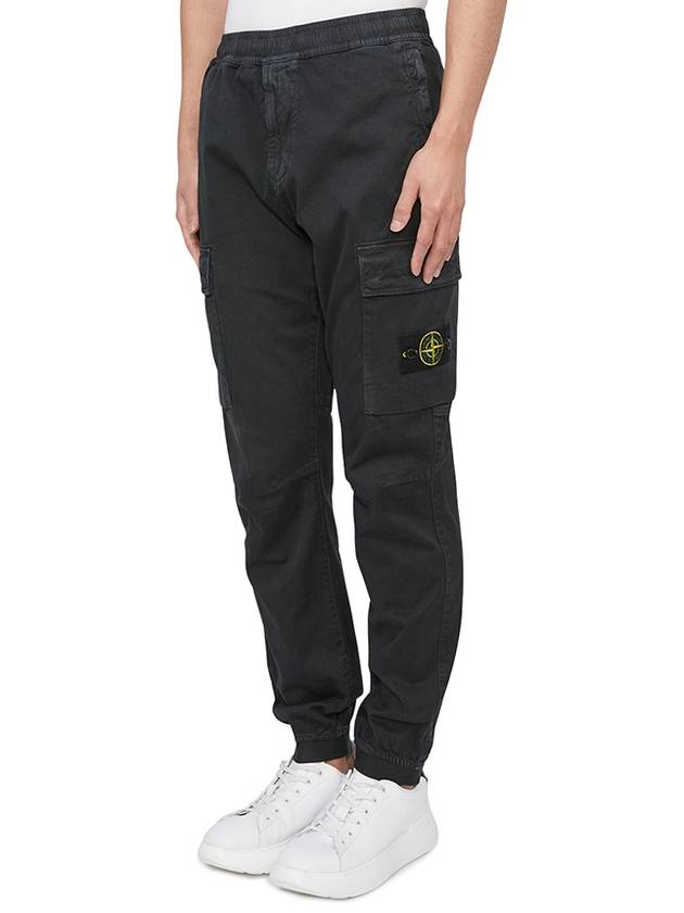 Stretch Cotton Cargo Straight Pants Black - STONE ISLAND - BALAAN 3