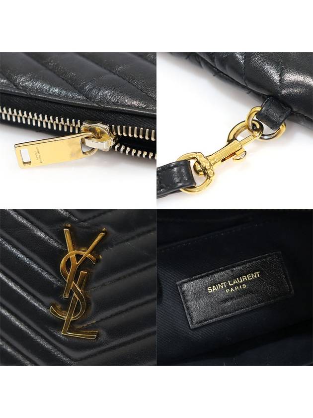 559193 Black Quilted Calfskin Gold Monogram Tablet New Medium Clutch - SAINT LAURENT - BALAAN 7