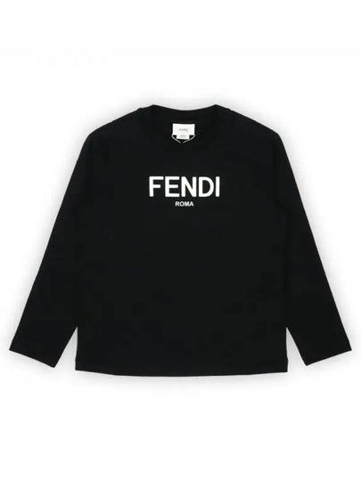 Kids Logo Print Long Sleeve T-Shirt Black - FENDI - BALAAN 2