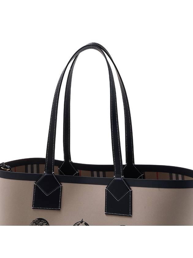 Label Print Medium London Cotton Tote Bag Beige - BURBERRY - BALAAN 9