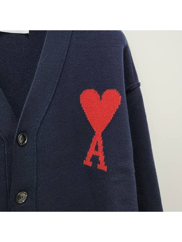 De Coeur Logo Wool Cardigan Night Blue - AMI - BALAAN 6