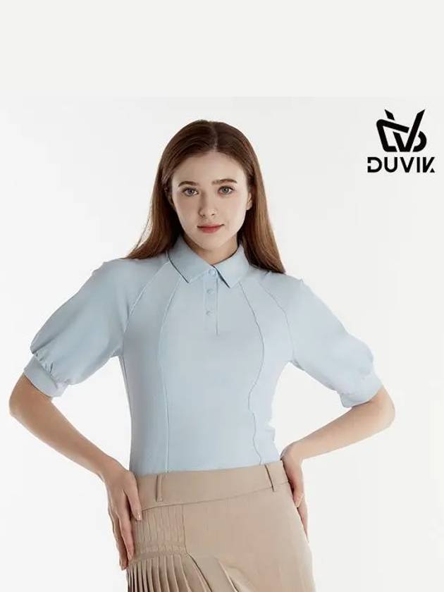 Puff Sleeve Slim Fit Y Collar T-Shirt DE2WTS122SB - DUVIK - BALAAN 6