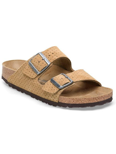 Arizona Perforated Suede Slippers Beige - BIRKENSTOCK - BALAAN 2