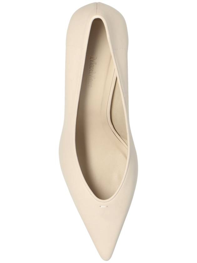 Max Mara Leather Heeled Shoes, Women's, Cream - MAX MARA - BALAAN 6