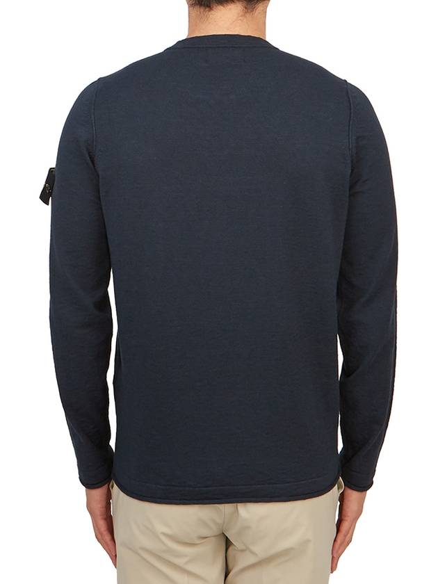 Compass Badge Ribbed Cotton Knit Top Navy - STONE ISLAND - BALAAN 4