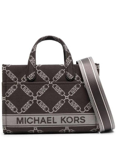 Gigi Small Jacquard Tote Bag Chocolate - MICHAEL KORS - BALAAN 1