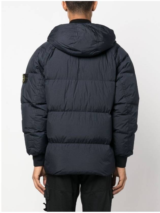 Garment Dyed Crinkle Reps Recycled Nylon Hoodie Padding Navy - STONE ISLAND - BALAAN 5