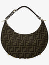 Fendigraphy FF Logo Small Fabric Hobo Shoulder Bag Brown - FENDI - BALAAN 3