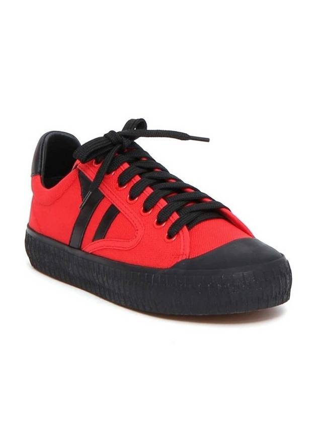 Women's Plimsoll Canvas Low Top Sneakers Red - CELINE - BALAAN 3