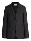 V Neck Single Breasted Jacket Black - AMI - BALAAN 2