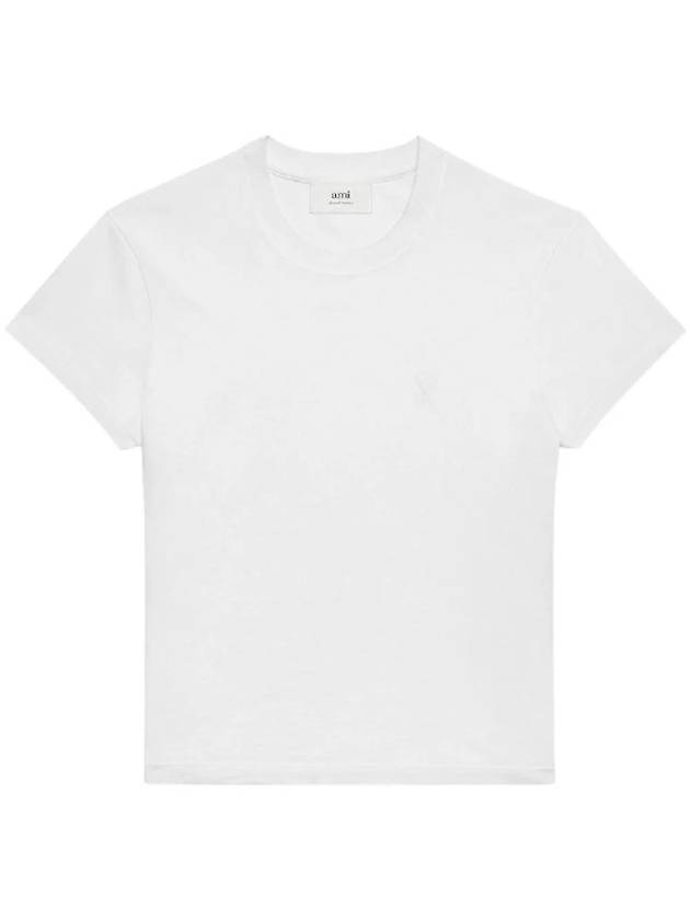 Embroidered Logo Cotton Short Sleeve T-Shirt White - AMI - BALAAN 2