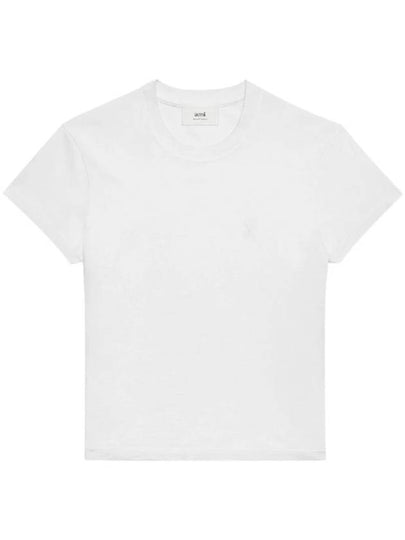 Embroidered Logo Cotton Short Sleeve T-Shirt White - AMI - BALAAN 2