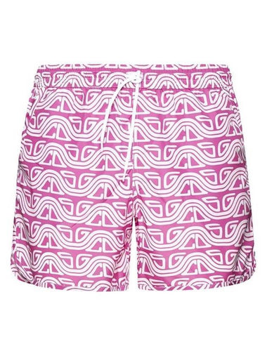 Men's All-Over Wave Logo Print Swarm Shorts Purple - GCDS - BALAAN 1