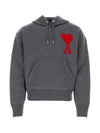 Big Heart Logo Wool Hoodie Grey - AMI - BALAAN 1