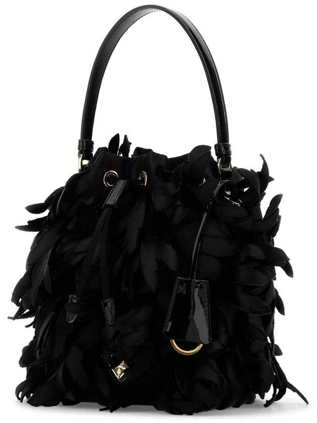 Satin Patent Leather Bucket Bag Black - PRADA - BALAAN 3