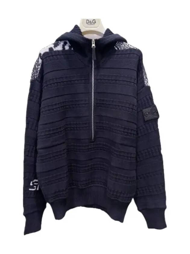 Shadow Knit Half Zipper Hoodie Navy - STONE ISLAND - BALAAN 2