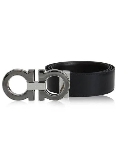 Reversible Gancini Leather Belt Black Brown - SALVATORE FERRAGAMO - BALAAN 2