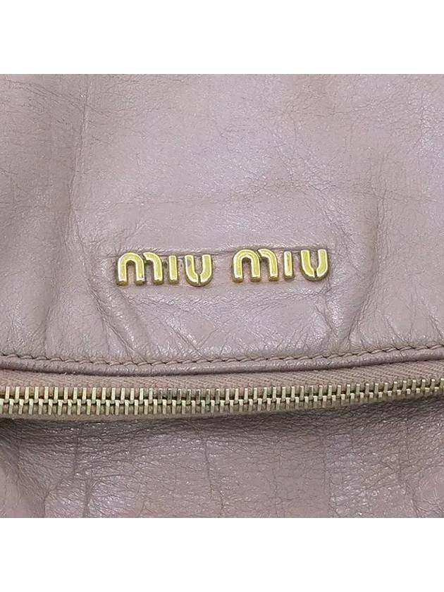 Pink leather ribbon decorated gold logo tote bag - MIU MIU - BALAAN 4