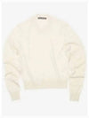 Face Logo V-Neck Knit Top Oatmeal Beige - ACNE STUDIOS - BALAAN 2