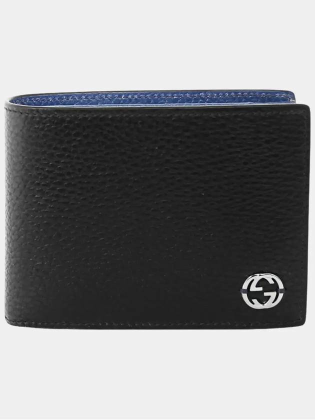 GG Interlocking Logo Two-Tone Half Wallet Black Blue - GUCCI - BALAAN 7