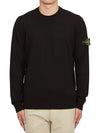 Regular Fit Crew Neck Wool Knit Top Black - STONE ISLAND - BALAAN 2