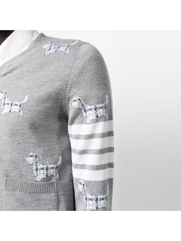 Hector Motif 4 Bar Cardigan Grey - THOM BROWNE - BALAAN 5